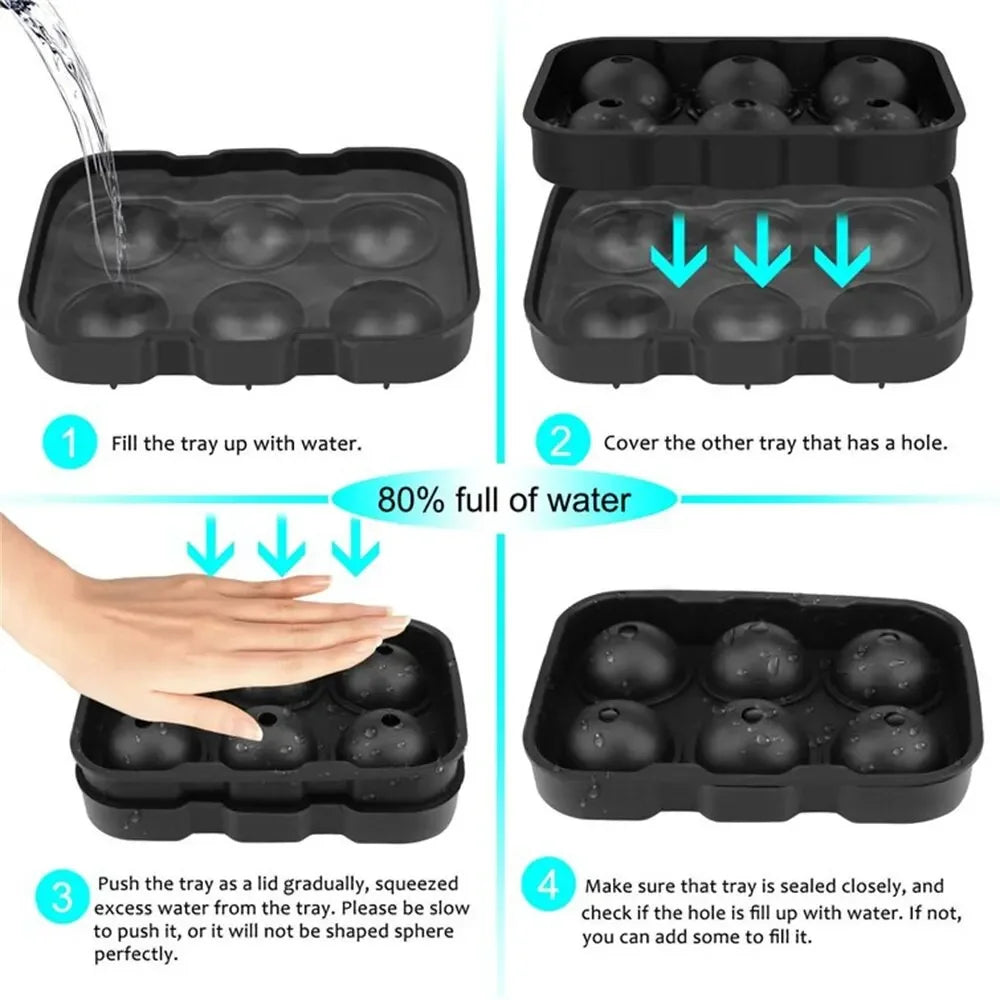 6 Grid Round Square Ice Cube Ball Large Ice Cube Maker For Whiskey Cocktails and Homemade Keep Drinks Chilled Ice Mold