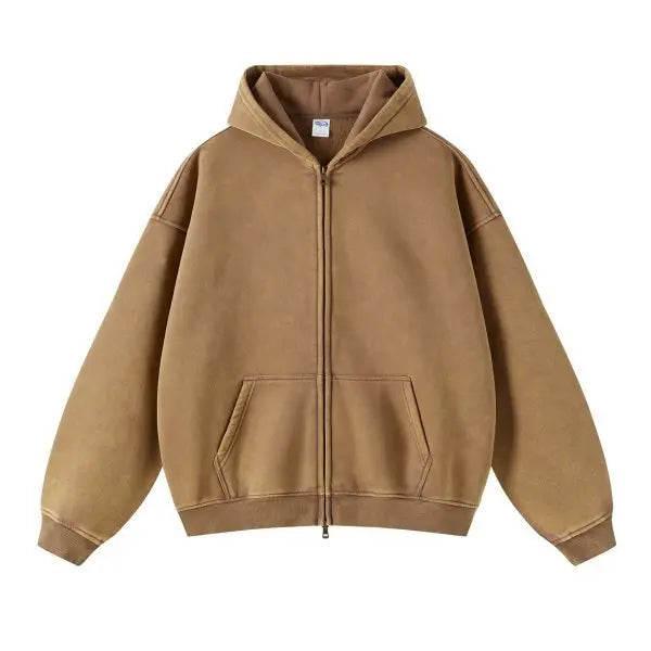 MAQVOB High Quality Luxury Apparel Street Wear Wholesale Euro US Size Spring Autum Full Up Zipper Washed Batik Dye Hoodie