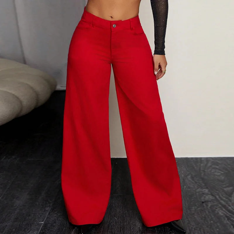 Benuynffy Y2K Retro Baggy Pants Women's High-waisted Casual Wide Leg Jeans Streetwear Loose Denim Straight Trousers 2025 Autumn