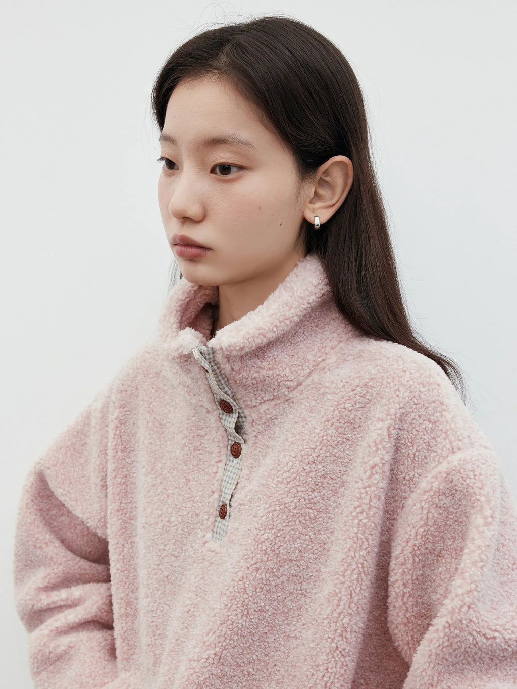CHIC VEN Korean Women Sweatshirts New Loose Casual Plush Plaid Patchwork Drawstring Female Pullover Coat Autumn Winter 2025
