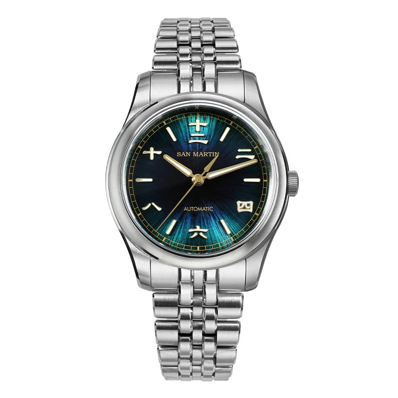 San Martin Men Automatic Watch Mechanical Wristwatch Sunburst JianZhan Dial 10Bar Waterproof Luminous Sapphire Mirror Miyota90S5