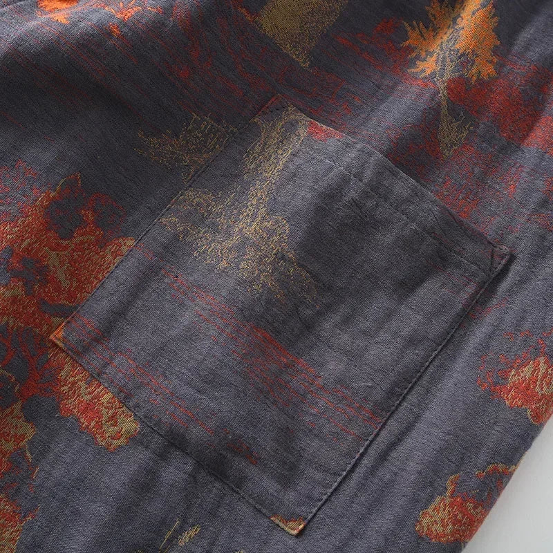 Men's Roomwear Cotton Kimono Pajamas Robes for Spring Jacquard Printed Home Clothing Medium Length Oversized Breathable Bathrobe