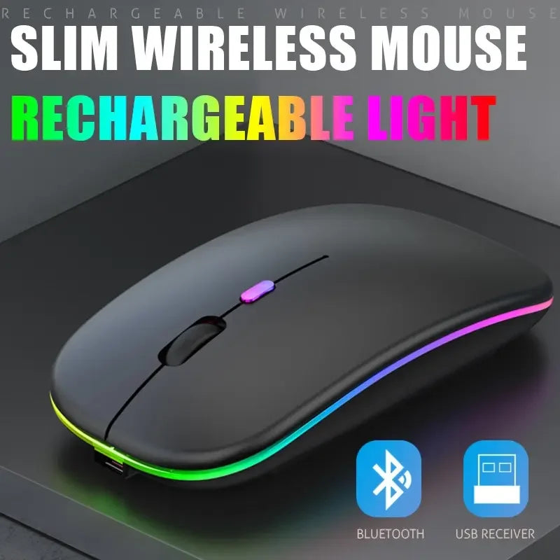 Wireless Bluetooth 5.2 Luminous Mouse USB Charging 2.4GHz Wireless Mouse 1600DPI Portable Gaming Mouse for Tablet Phone Computer