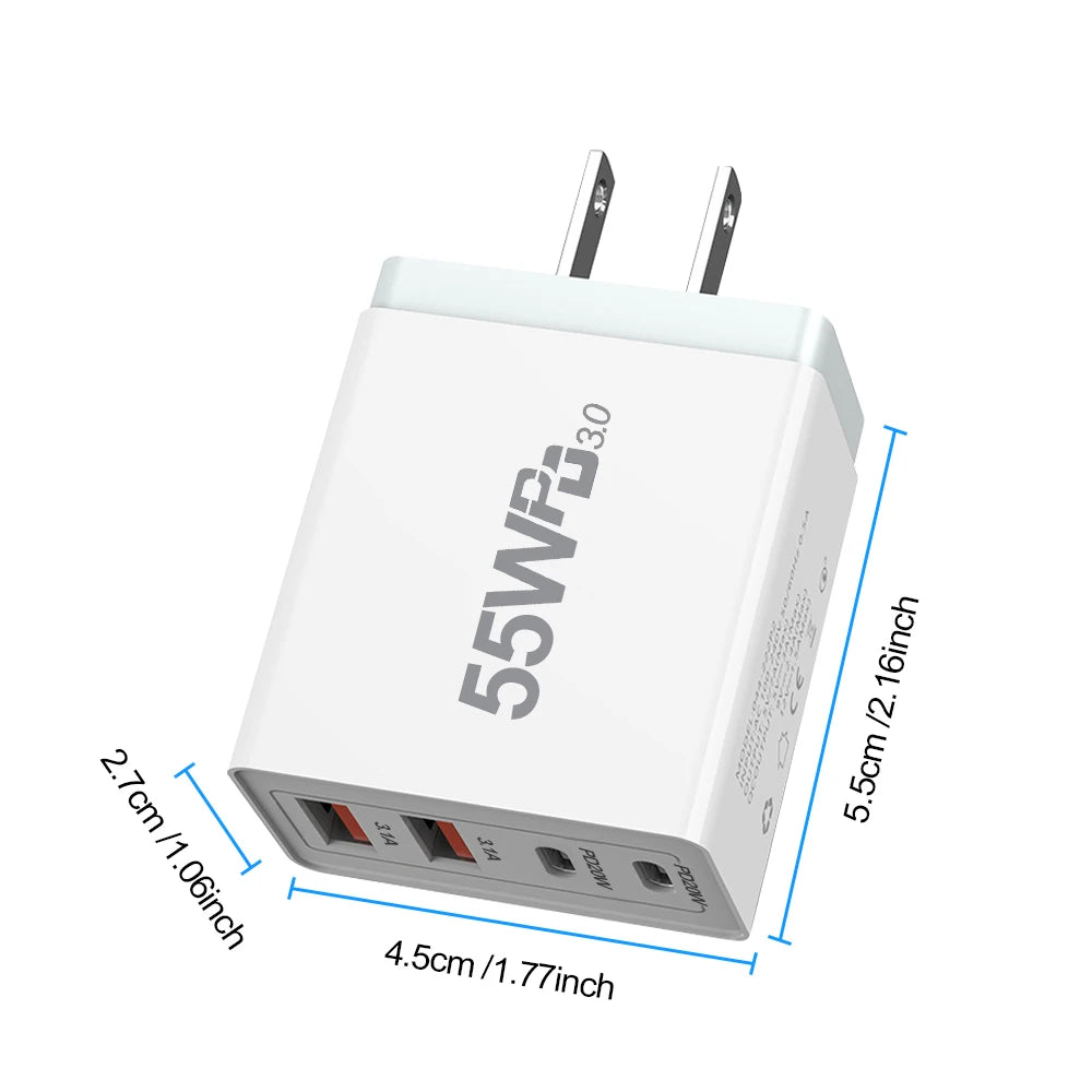 EU/US/UK/AU Plug USB Charger Quick Charge 3.0 For Phone Adapter For iPhone 13 Pro Max Portable Wall Charger Fast Charger type c