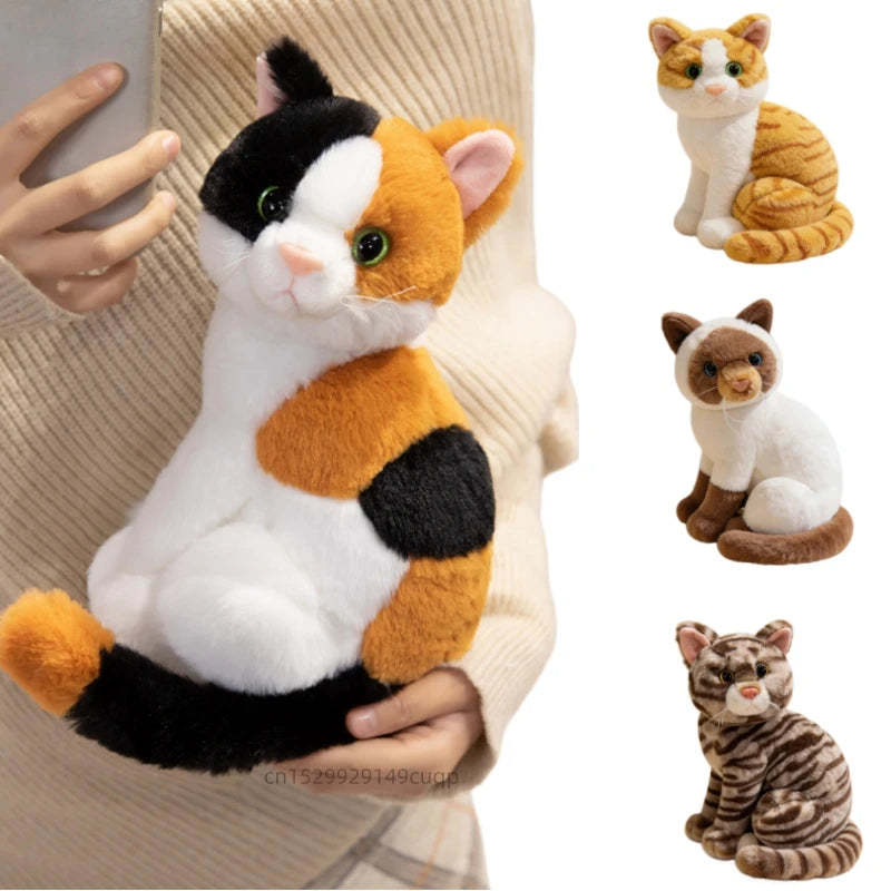 26cm Cartoon Cat Plush Doll Colorful Gray Orange Cow Cat Siamese Cat Tabby Cat Animal Stuffed Toy Home Decor Gift For Children