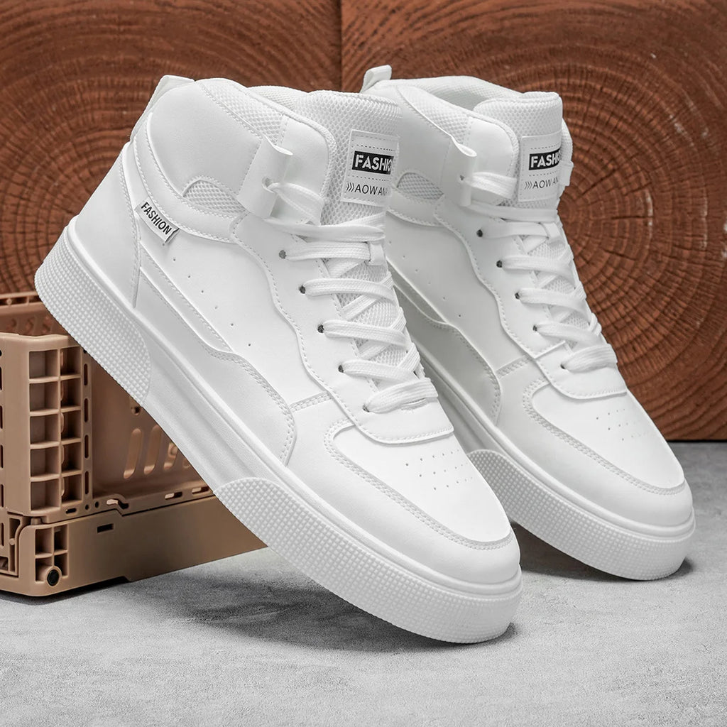 Men's High-Top Casual Versatile Basketball Sneakers White Skate Shoes Fashionable All-Match Sport Footwear