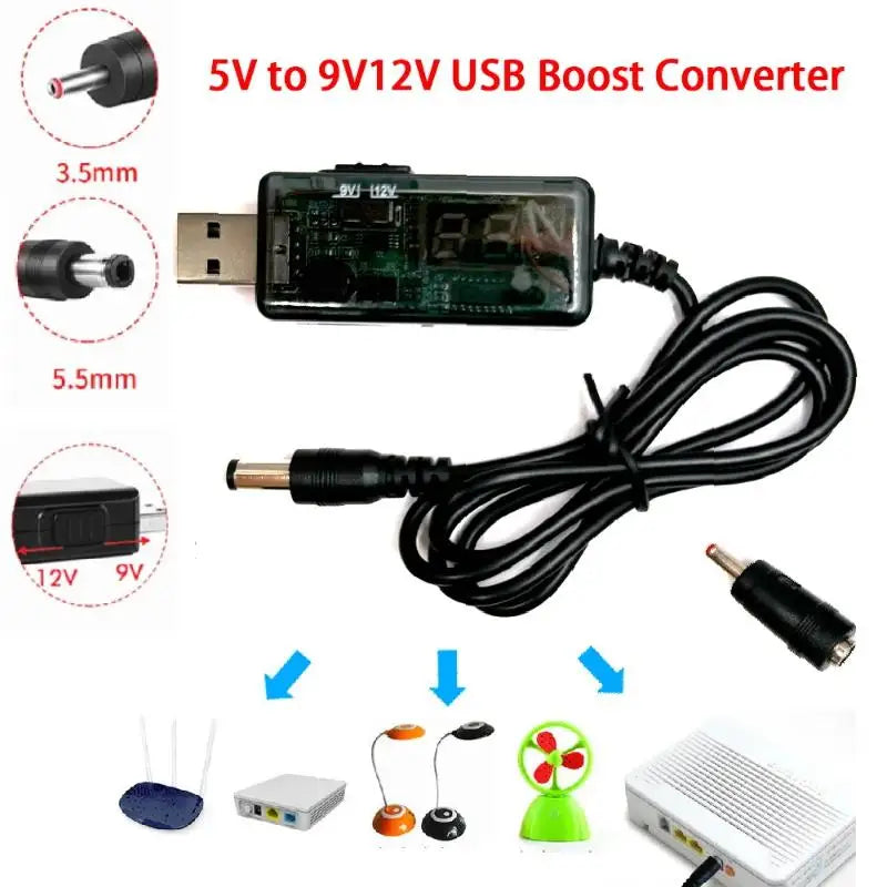 USB Boost Converter DC 5V To 9V 12V USB Step-up Converter Cable + 3.5x1.35mm Connecter For Power Supply/Charger/Power Converter