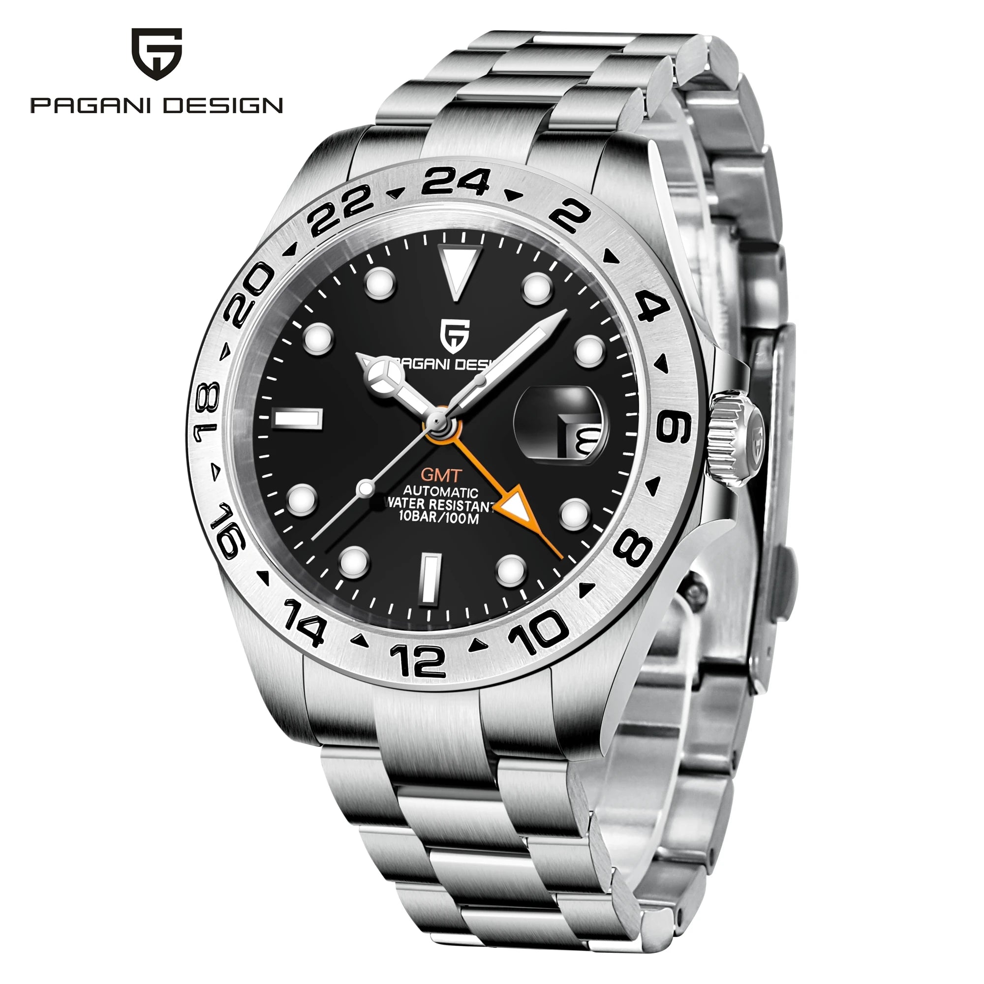 Pagani Design PD1682 Men’s GMT Watch 42mm Automatic Mechanical DG5833 Sapphire Crystal Stainless Steel Waterproof Black Vintage