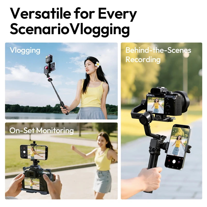 Ulanzi MA61 QuickClip Phone Clamp with Cold Shoe Mount with 360° Rotation 1/4" Screw 65-90mm Width for Tripod Video Light Mount
