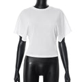 Women's New Arrival Solid Colour Pure Cotton Crew Neck Pullover Short-Sleeved Loose-Fit Waist-Defining Cropped Top with Exposed