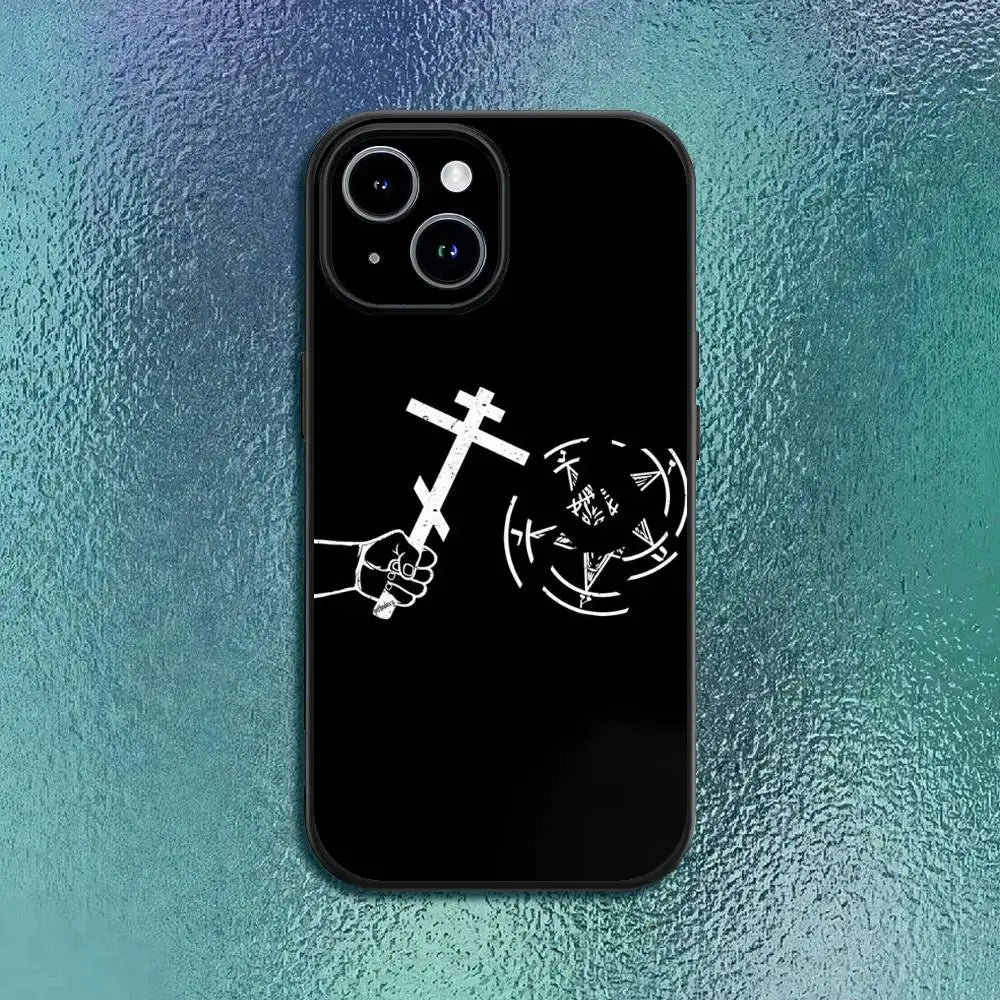 Orthdox Cross Icon Phone Case For IPhone 11 12 13 14 15 16Pro Max Plus Classic Black Soft Shell