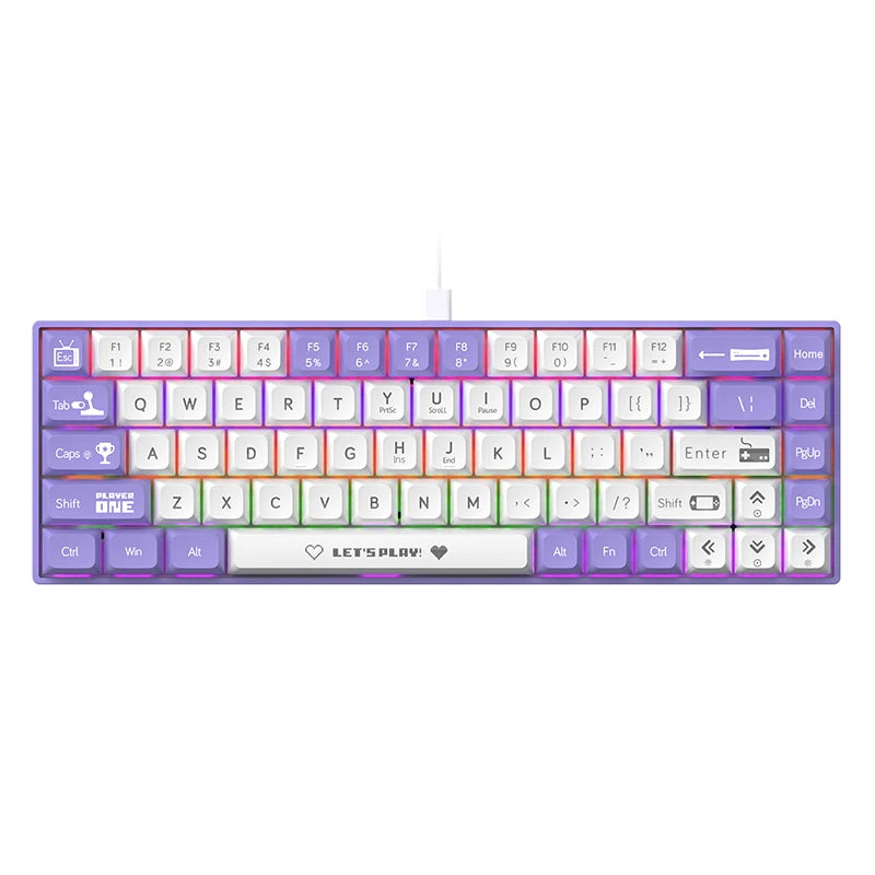 AJAZZ AK680 65% Wired Gaming Mechanical Keyboard Hot Swap Mini Keyboard Custom Keycap Gasket for Pc Laptop