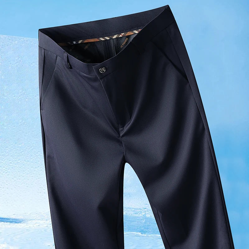 Summer Thin Male Casual Pants Quick Dry Formal Dress Pants Men Regular Fit Suit Pants Khaki Trousers M-3XL