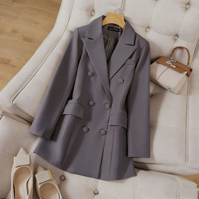 Casual Essential for Daily Commute and Office Wear Blazers Elegant 2026 New in Spring Arrival Double-Row Buttoned Business Coat