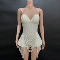 2025 white Pearl Elegant Skirt Dress Concert Women's Cute Dress birthday party dress woman sexy A-word Luxury dress Graduation