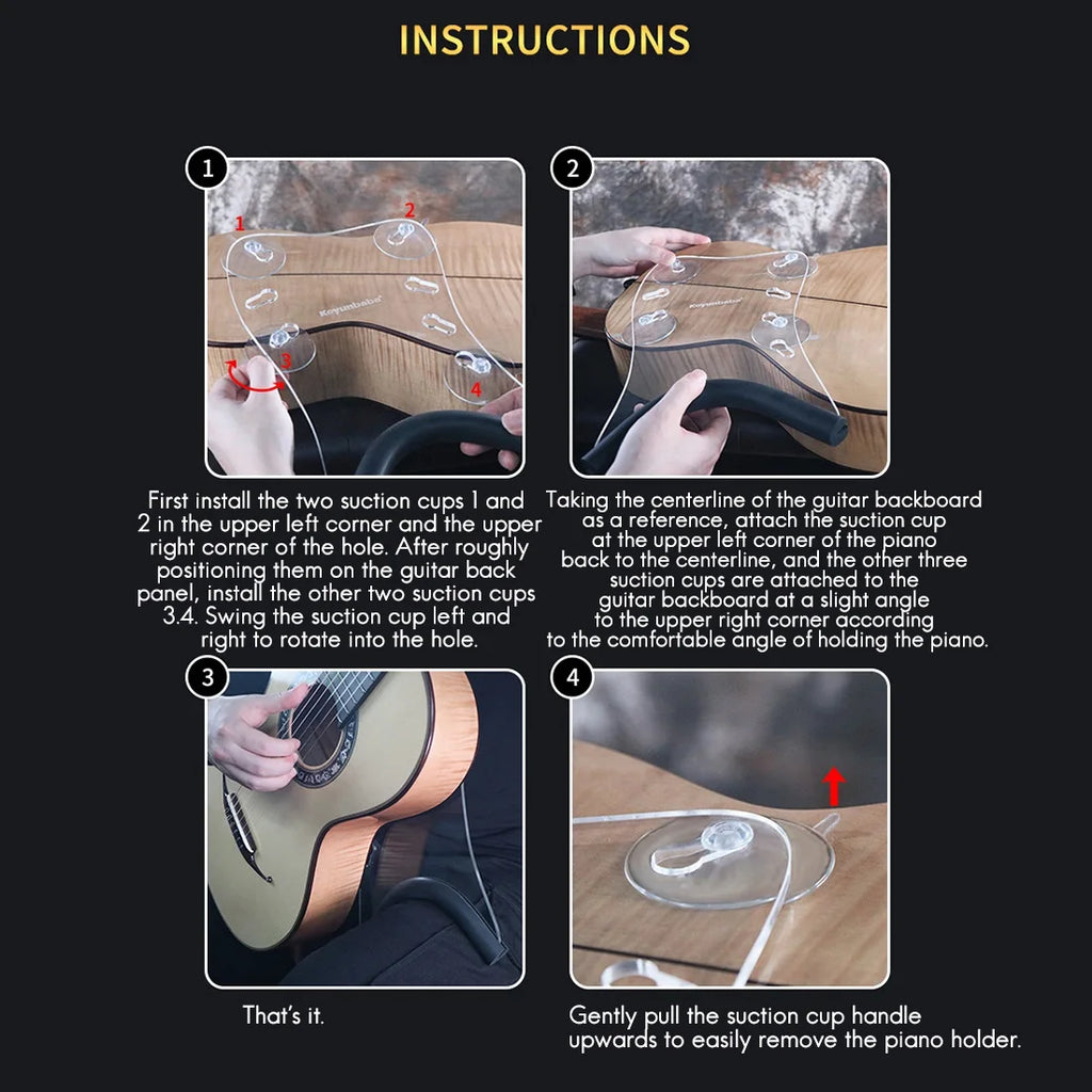 A88M Koyunbaba Guitar Support Back Suction Streamliner Stand for Ukulele/Classical Flamenco Acoustic Guitar Play Left or Right C