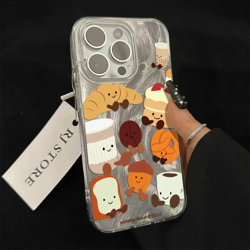 Delicious Dessert Bread Phone Case For iPhone 17 Pro Max Air 16 15 14 13 Pro Max 12 11 XS XR X Plus Fashion Cartoon Hard Cover