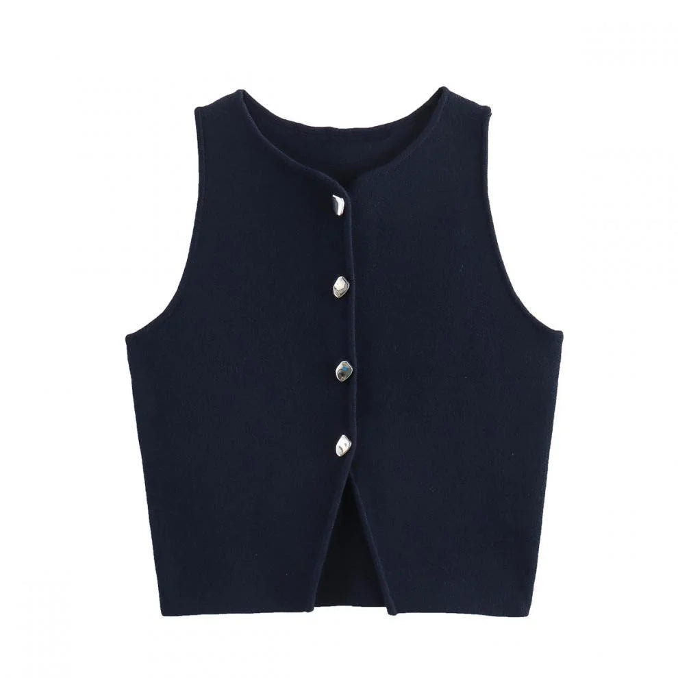 2025 Summer Women's Streetwear Knitted Crop Tops Buttoned Blouses & Strapless Tank Tops for Casual & Party Wear