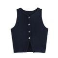 2025 Summer Women's Streetwear Knitted Crop Tops Buttoned Blouses & Strapless Tank Tops for Casual & Party Wear