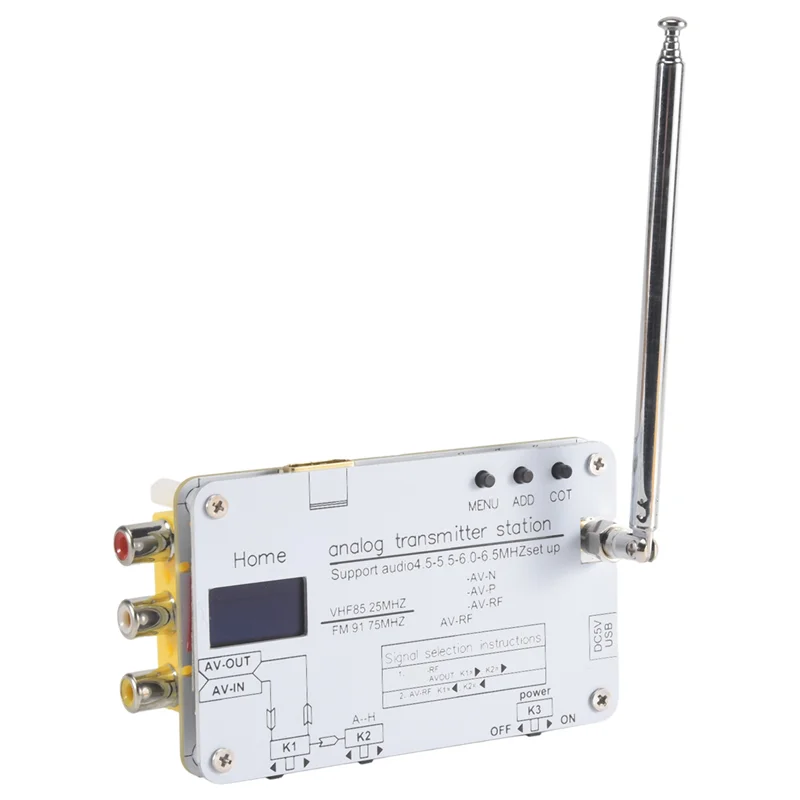 For Hamgeek White Analog TV Signal Transmitter Home Analog TV Transmitter With OLED Display Supports Global Tvs-AU47