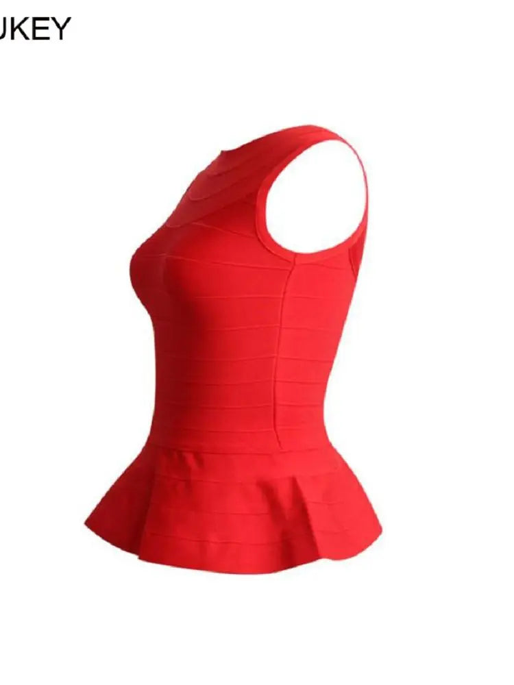 BEAUKEY Fashion Sleeveless Fishtail HL Bandage Tops Vest Slim Thin Waist Sexy Long Elastic Tops  7 Colors  XL OL Top