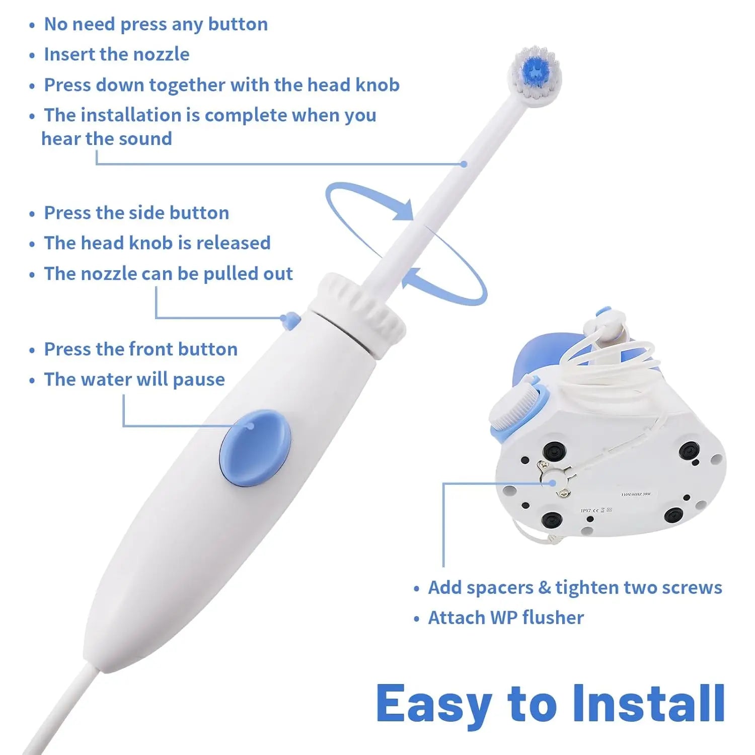 Replacement Hose Handle Parts Compatible with Waterpik Water Flosser WP-100 WP-140 WP-150 WP-900 Series Oral Irrigator Accessori
