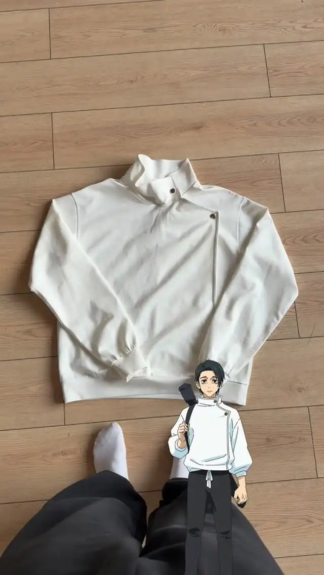 Y2K White Fencing Jacket Retro Bakastroll High Neck Loose Casual One Button Pullover Sports Yoga Suit Jackets Streetwear Coat