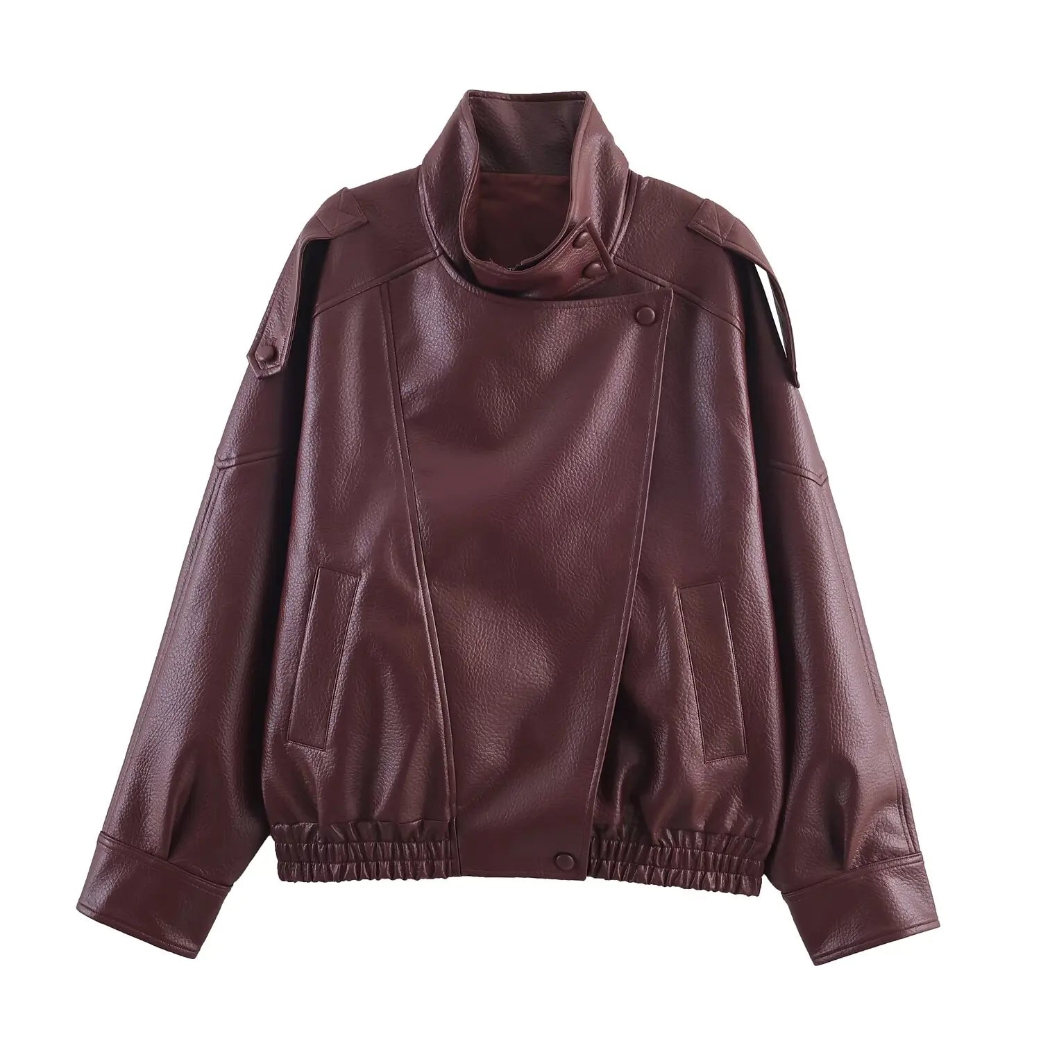 HH Women Autumn Fashion Jackets Asymmetric Button Pocket Long Sleeves Black Loose Zipper Jackets Female High Street Coats