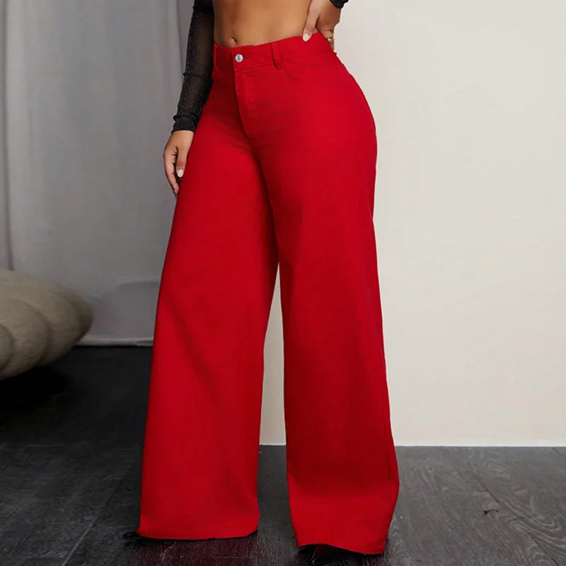 Benuynffy Y2K Retro Baggy Pants Women's High-waisted Casual Wide Leg Jeans Streetwear Loose Denim Straight Trousers 2025 Autumn