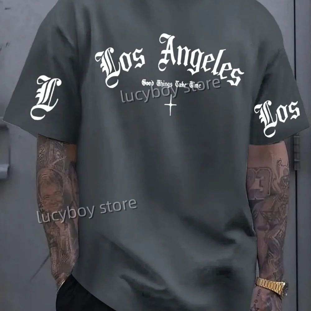 2025 LOS ANGELES  Print Mens  Jersey T-shirt Man Short Sleeve Sport Football T-Shirt  PLUS size round neck Tees Men Clothing