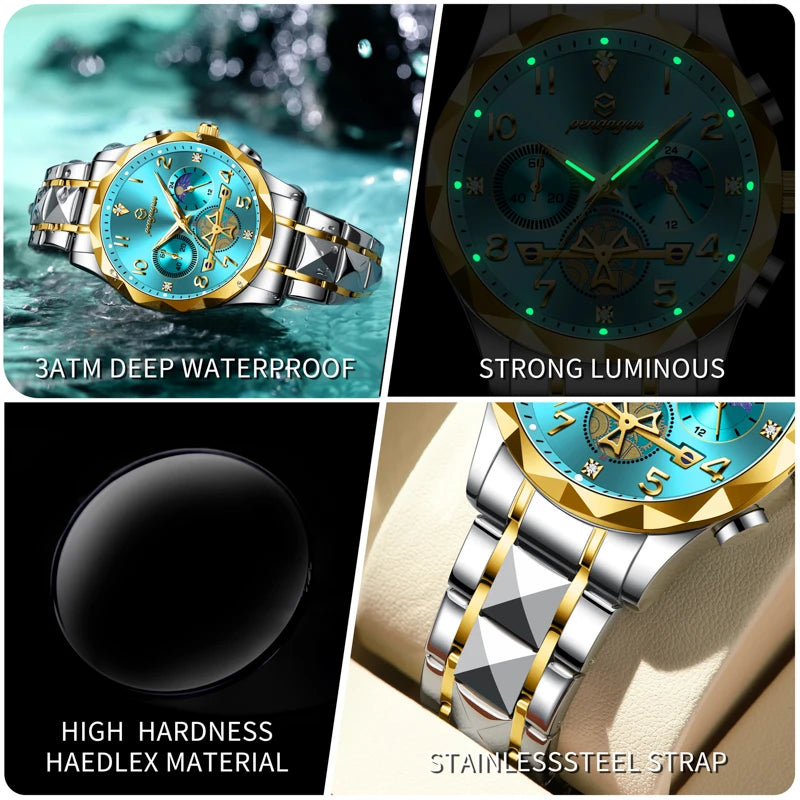 PAAZOMU Luxury Men Watch Top Original Waterproof Luminous Chronograph Man Wristwatch Stainless Steel Quartz Men's Watches Reloj