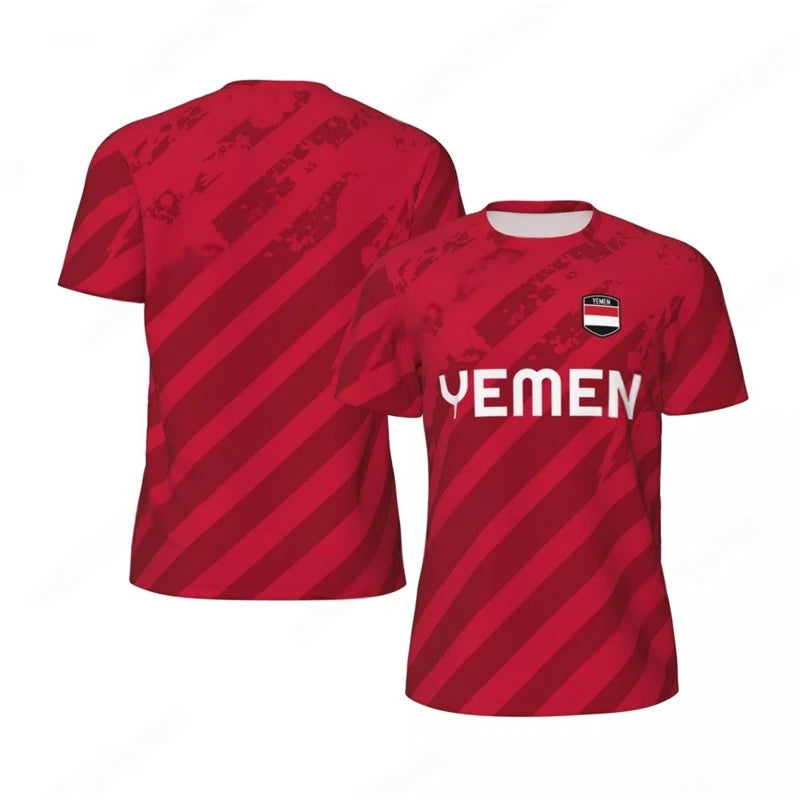 Fashion Yemen Flag Graphic Football T Shirts Summer Trend 3D National Emblem Printed T-shirts Casual Oversized Sports Tees Tops