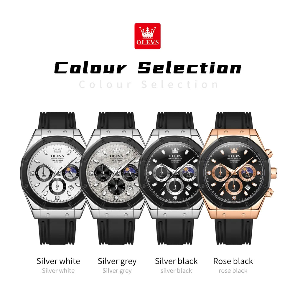 OLEVS 9911 Mens Watch Fashion Brand Waterproof Luminous Quartz Watch for Men Small Dial Sport Wristwatch Chronograph Date Watch