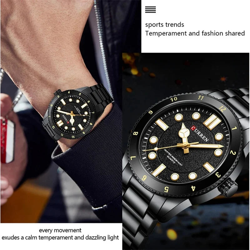 CURREN 8450 Top Brand Luxury Sport New Men Watch Military Waterproof Original Male Clock Stainless Steel Strap Quartz Wristwatch