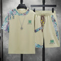 Summer New Fashion Trend Print Comfortable Breathable Short Sleeve Shorts Set Men's Casual Loose Sports Plus Size Two-Piece Set