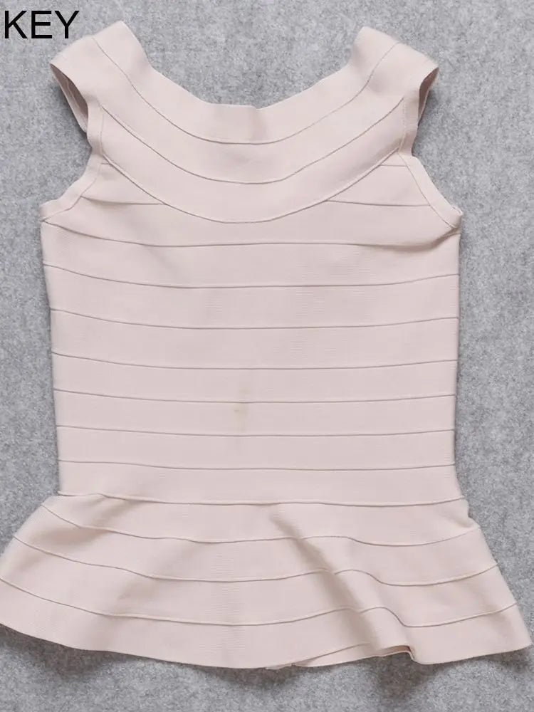 BEAUKEY Fashion Sleeveless Fishtail HL Bandage Tops Vest Slim Thin Waist Sexy Long Elastic Tops  7 Colors  XL OL Top