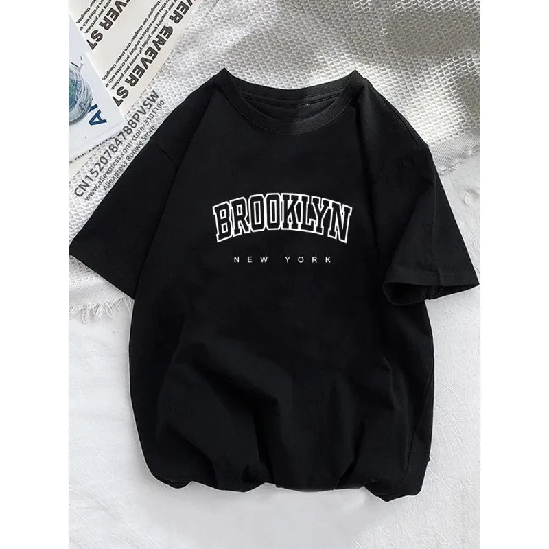 Women Brooklyn Letter Print T Shirt Girl Graphic Harajuku 2023 Streewear Clothes Causal Female Y2K Tops Tee