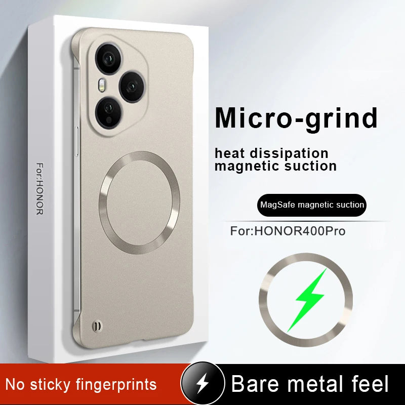 For Honor 400 Pro Ultra Thin Metallic Paint Frameless Hard PC Case for Honor400 400pro Magnetic for Magsafe Protection Cover