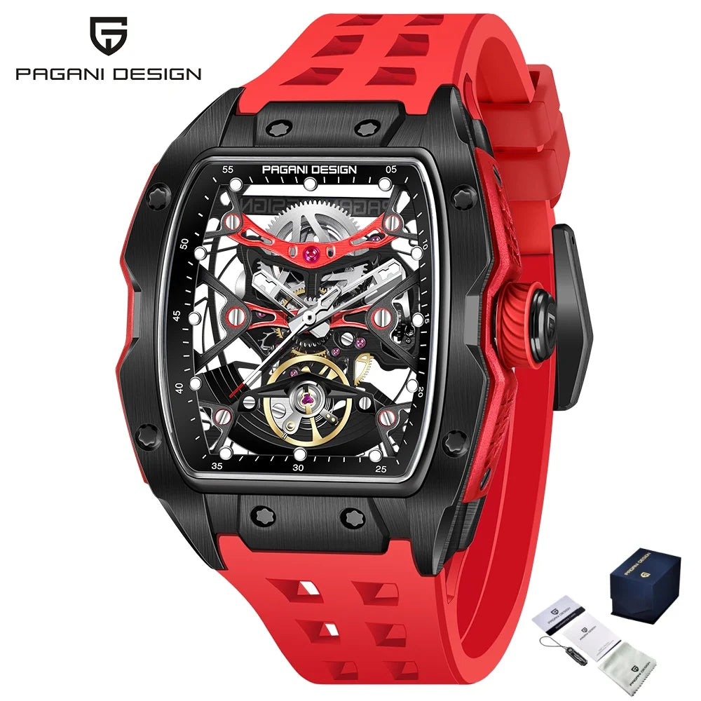 PAGANI DESIGN YS018 New 42MM Automatic Mechanical Wristwatch Fashion Casual Skeleton Sapphire Stainless Steel Watch for Men Gift