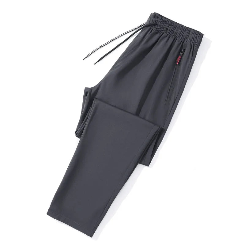 Men's Casual Pants Straight Slim Fit Elastic Waist Jogger Korean Classic Blue Black Gray Male Brand Trousers Plus Size