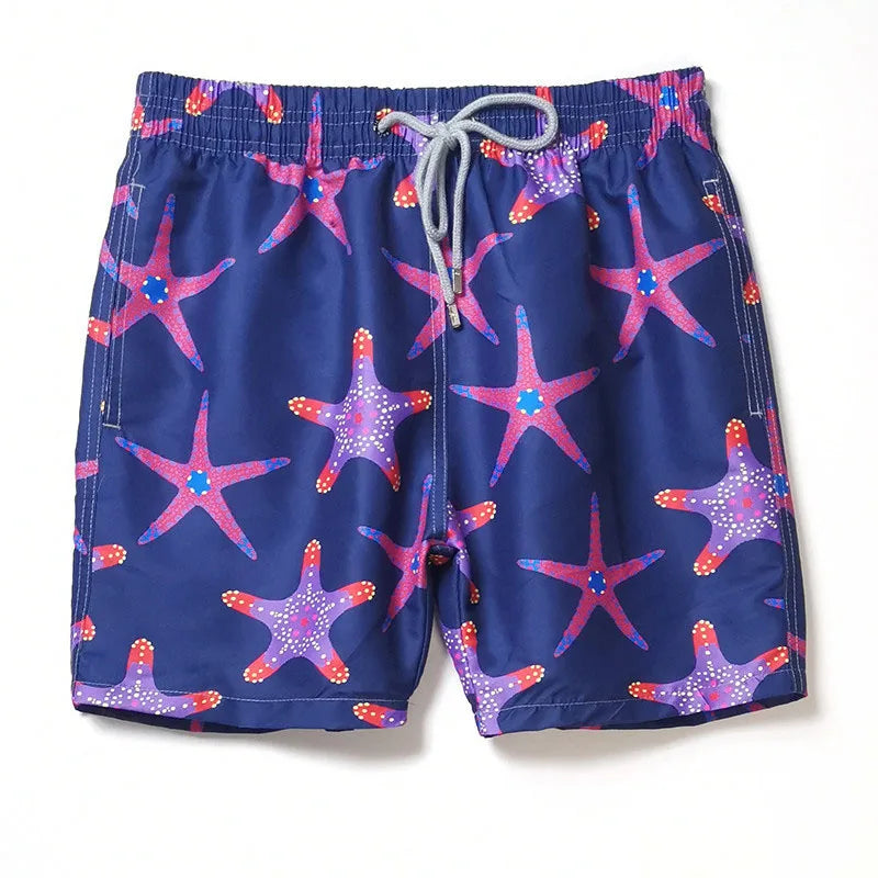 High quality New Summer Men Beach Board Shorts TORTUES HYPNOTIQUES Printed Swimwear Swim Party Bath Surf Bermudas Brand Pants