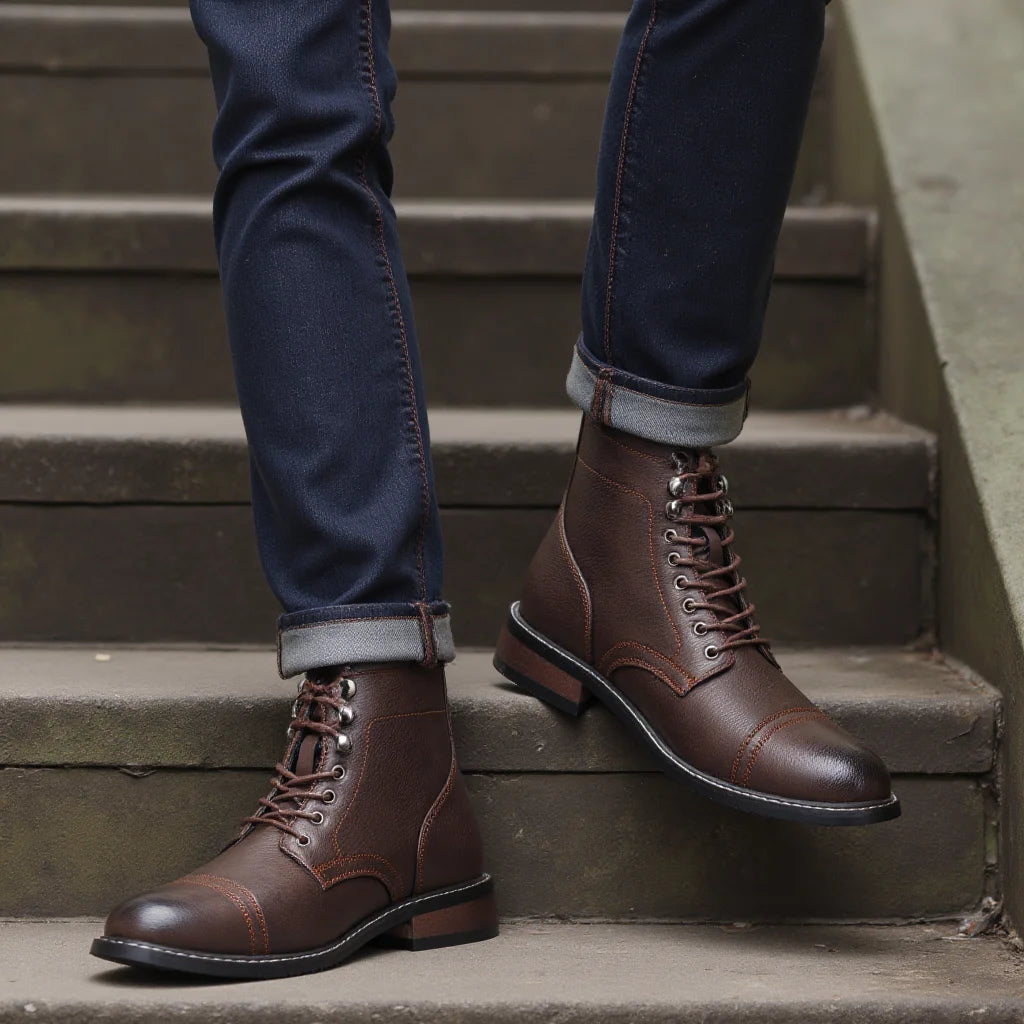 Classical Men Boots 2025 Fashion Comfortable Spring Leather Ankle Boots