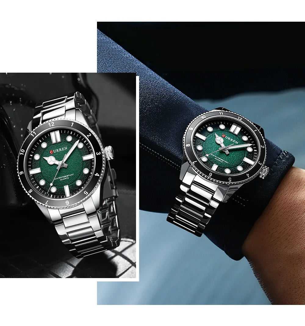 CURREN 8450 Top Brand Luxury Sport New Men Watch Military Waterproof Original Male Clock Stainless Steel Strap Quartz Wristwatch