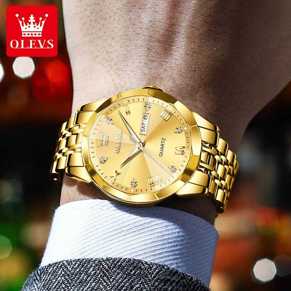 OLEVS 9931 Top Brand Men's Watches Calendar Waterproof Stainless steel Luminous Watch Business Men Wristwatch