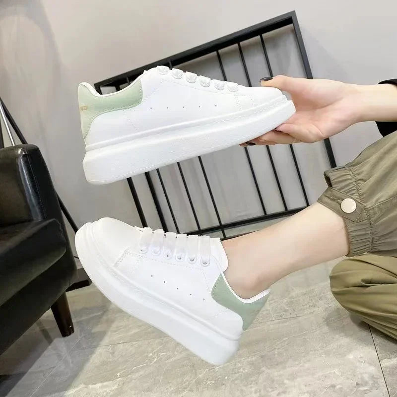 2025 Women Causal Shoes Pring Brand Spring Designer Wedges White Sneakers Platform Tenis Feminino Trainers Female Walking