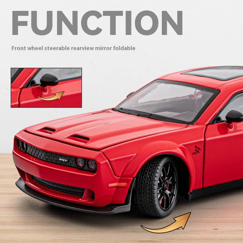 1:24 Challenger Hellcat Redeye Alloy Car Model Sound and Light Children Toy Birthday gift Miniature Voiture