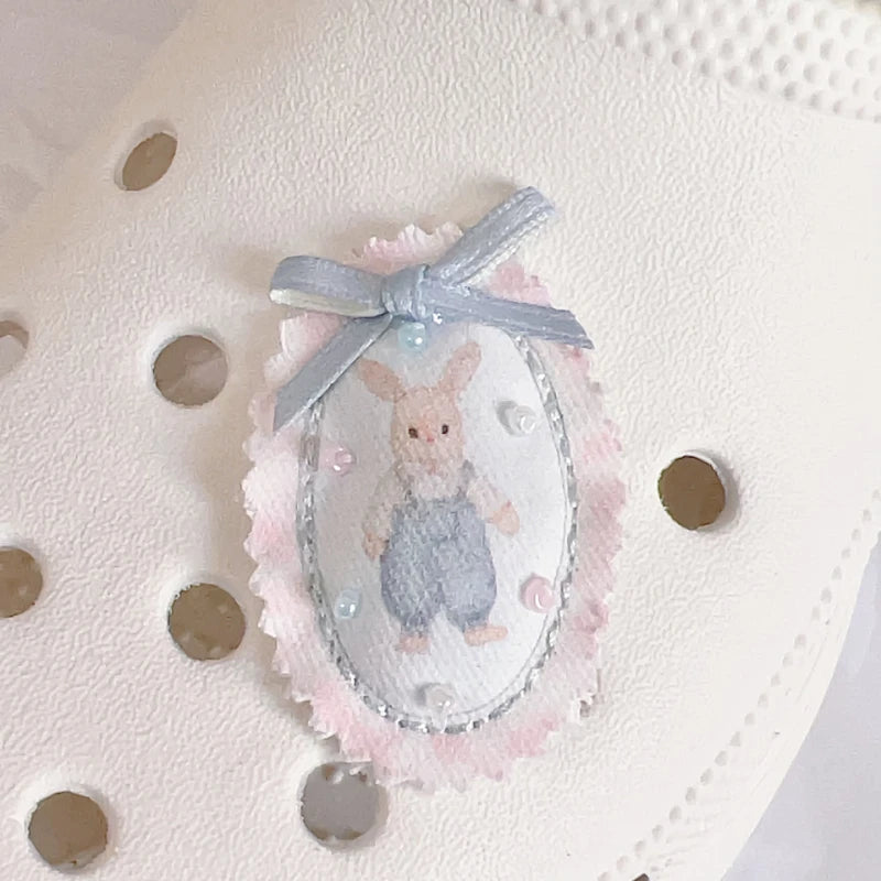 New Cute Pink Bowknot Pink Bear Shoe Charms Removable Accessories Suitable for Sandals Garden Shoes Xmas Gifts