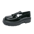 High-end luxury leather shoes for men British height-increasing thick-soled trendy shiny surface casual loafers on one foot