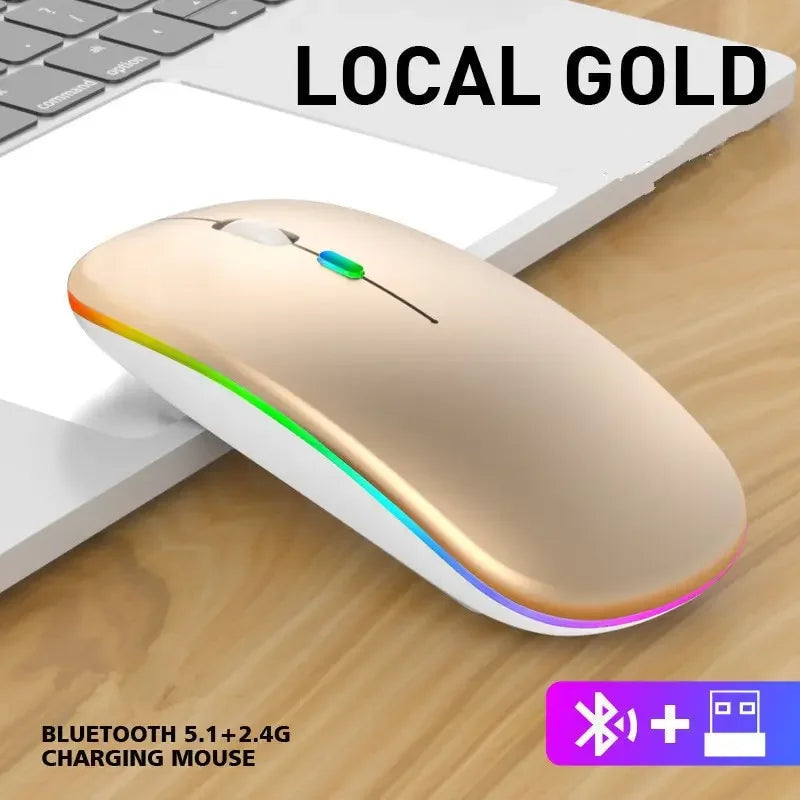 Wireless Bluetooth 5.2 Luminous Mouse USB Charging 2.4GHz Wireless Mouse 1600DPI Portable Gaming Mouse for Tablet Phone Computer