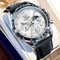 OLEVS Men's Watches Fashion Sports Green Watch For Men Multifunctional Quartz Wristwatches Men Waterproof Leather reloj hombre
